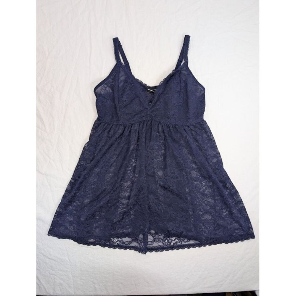 Torrid Curves size 2 plus size 18/20 navy blue lace lingerie sexy night top S17